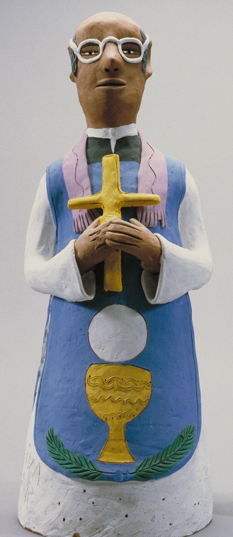 Ceramic Figure of a Priest, Josefina Aguilar, Mexico, ca. 1980 (A.1995.93.2206)