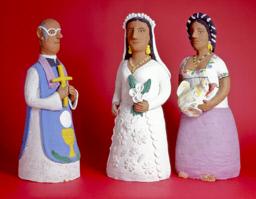 A Priest, A Bride, and A Woman Holding The Head of A Pig, Josefina Aguilar, Mexico, ca. 1980